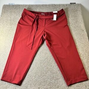 NWT Lane Bryant Cropped Pants Paperbag Tie Waist Career Casual Red Plus Size 28R